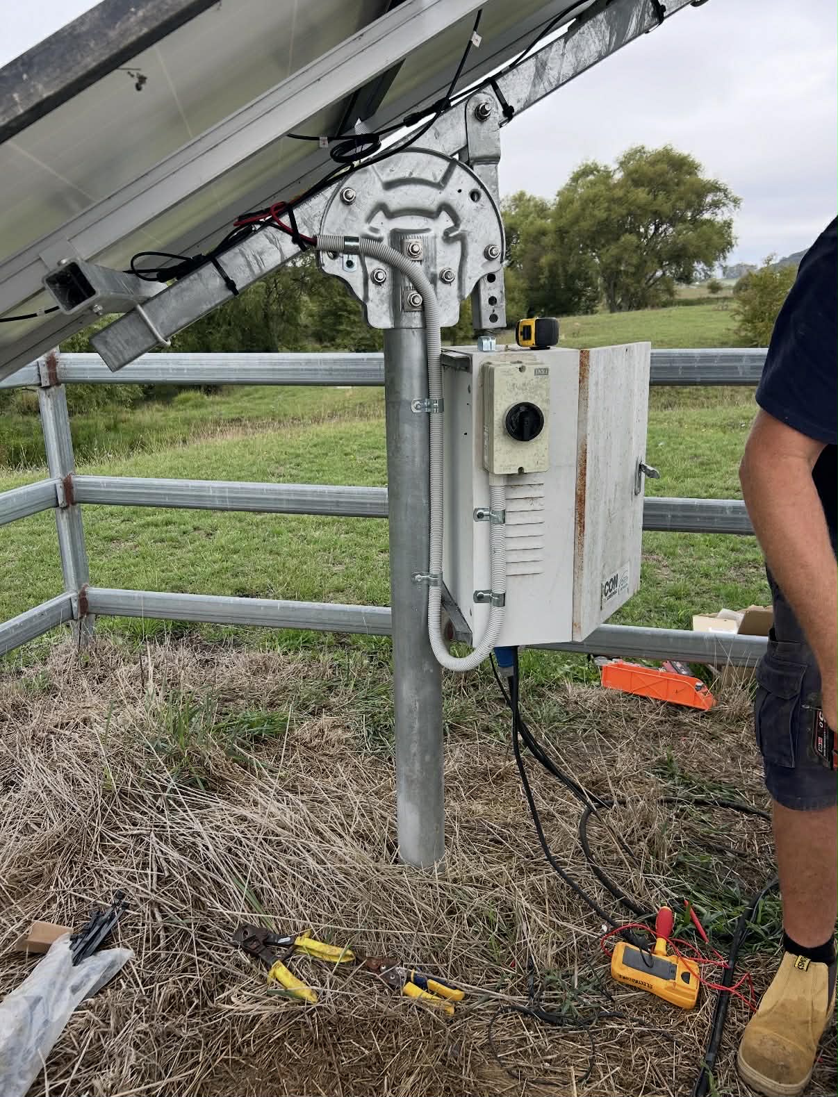 Rural solar electrical equipment close-up near Braidwood
